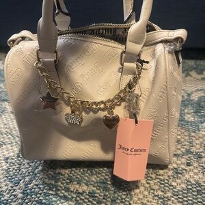 Juicy Couture White Satchel with Gold Charm Accents